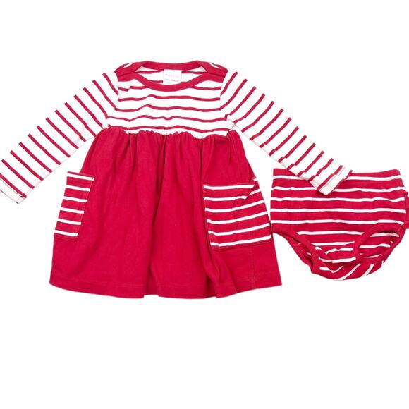Hanna Andersson Organic Red Striped Dress & Bloomers - Picture 1 of 10